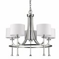 Homeroots 24.5 x 28 x 28 in. Kara 5-Light Polished Nickel Chandelier with Fabric Shades & Crystal Bobeches 398056
